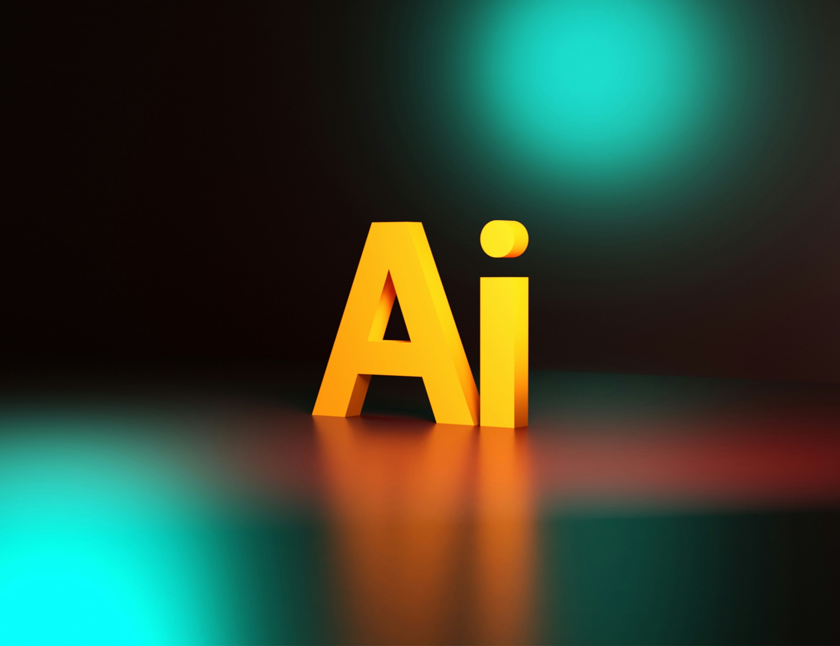 The letters AI in orange writing against a dark background. (Refering to Artificial Intelligence).