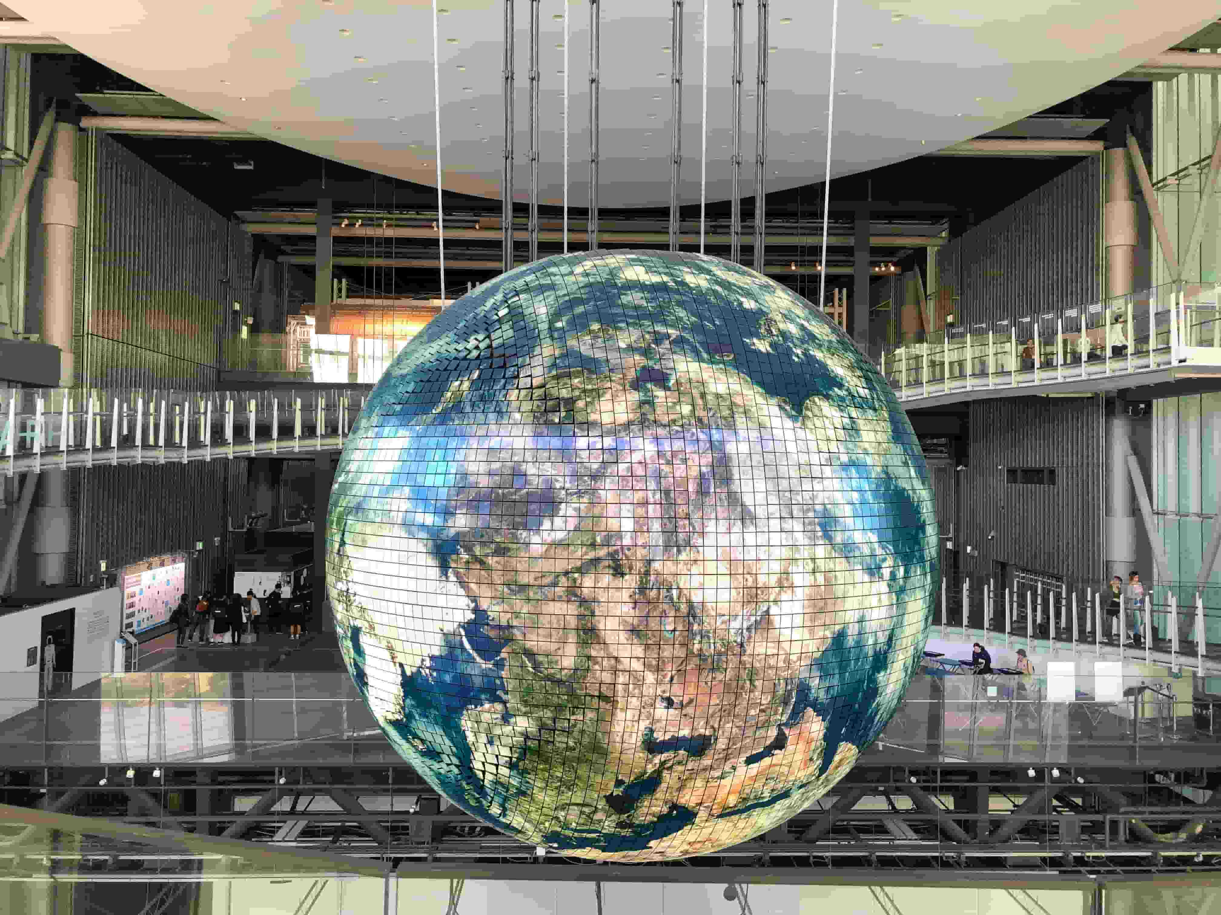 Our fantastic globe exhibtion room. Large globe display hanging from the ceiling for everyone to enjoy.